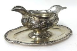 A French silver sauce boat, stamped VB, indistinct marks, approx 19.98oz.