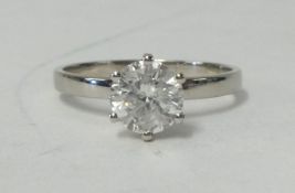 A white gold solitaire ring set with single diamond, approx 1.00ct.