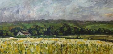 Richard Horsham - oil on board. 'Country Landscape', signed, 60cm x 122cm.