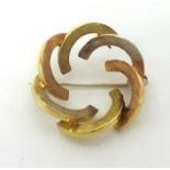 A 14ct multi coloured gold brooch, stamped .585, approx 5.70g.