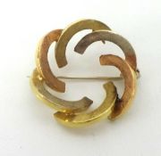 A 14ct multi coloured gold brooch, stamped .585, approx 5.70g.