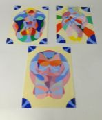 James Rawlings (Contemporary Westcountry Artist) three original abstract paintings, acrylic on