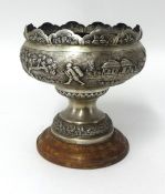 An Indian silver rose bowl, height 14cm.