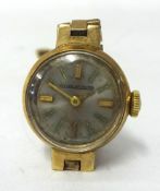 Jaeger Le Coutre, a ladies 9ct gold wrist watch.