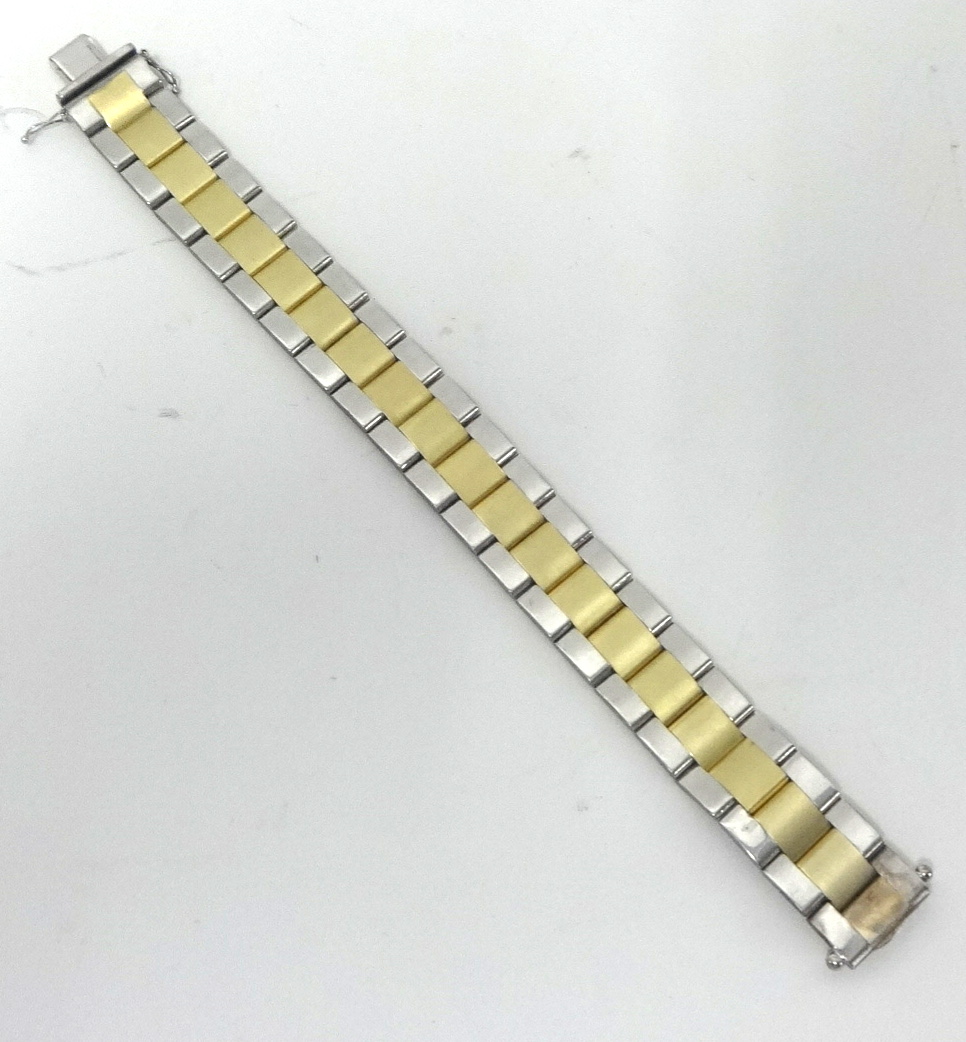 A 9ct bracelet, yellow and white gold , approx 38.10g, 19 x 1.5cm. - Bild 2 aus 2