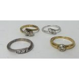 Four various dressing rings (two 9ct gold).