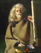 Robert Lenkiewicz (1941-1942) oil on canvas, signed and titled verso 'Self Portrait, Mudbank Kitley,