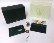 Rolex, a Ladies bi metal Yacht Master wrist watch, with well kept original box, outer box and
