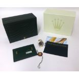 Rolex, a Ladies bi metal Yacht Master wrist watch, with well kept original box, outer box and