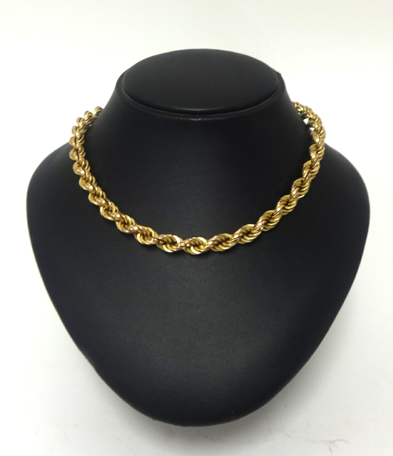 A 9ct gold rope twist necklace, approx 48.30g.