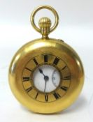 An 18ct gold half hunter pocket watch, with inscription to case and inside including 'to Baron