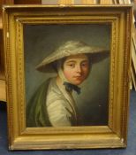 In the manner of William Hoare of Bath (1706-1799) oil laid on board, 'Portrait of a Young Lady'