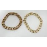 Two 9ct bracelets possibly gents, open links, one bracelet approx 50.20g, 22cm x 1cm, other bracelet