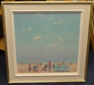 Stephen Brown RBA 'August Bank Holiday' oil on canvas, signed, 52cm x 50cm (Purchased Ainscough