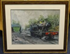 P. Russell (Plymouth artist) 'Bodmin and Wenford Shunting Yard' two acrylic on board paintings, 30cm