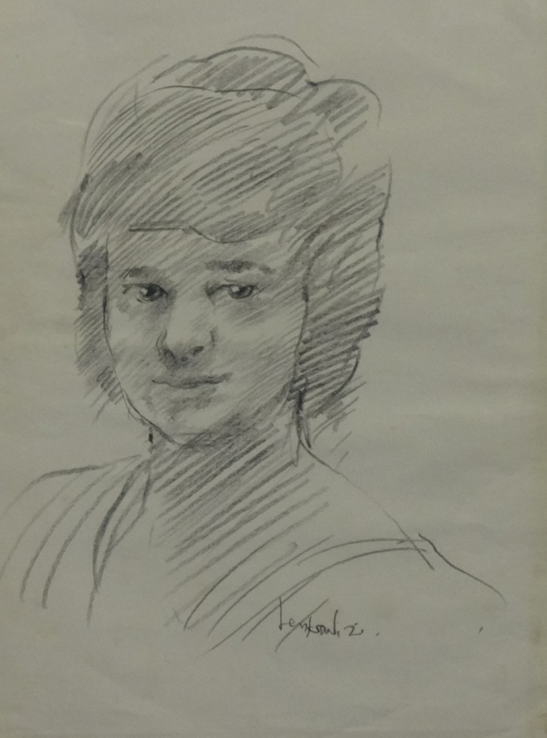 Robert Lenkiewicz (1941-2002) an original pencil portrait sketch circa 1970, signed, 40cm x 30cm. - Image 2 of 2