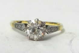 An 18ct diamond set solitaire ring, approx. .50 carat, size N.
