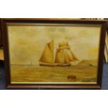 John Wilson - oil on canvas 'Mary Stewart, Ship' signed, 40cm x 60cm.