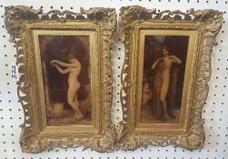 Pair of photographic type pictures in gilt frames, 24cm x 11cm