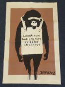 After Banksy 'Laugh Now But One Day We Will Be In Charge' print on wove paper, 92cm x 59cm.