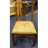 A Georgian single country side chair with pierce splat back.