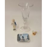 1937 Georg VI Coronation glass goblet, Worcester miniature tankard, Copenhagen dish, and Hamlet