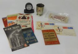 A silver plated tankard with enamelled Butlin's 1939 Clacton and other ephemera, ten shilling note