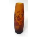 A reproduction Galle orange glass vase, height 25cm