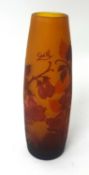 A reproduction Galle orange glass vase, height 25cm