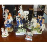Various Staffordshire pottery including 'Tom King & Dick Turpin' (10)