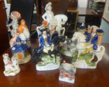 Various Staffordshire pottery including 'Tom King & Dick Turpin' (10)