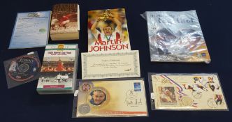 An interesting collection of sports memorabilia including a signed Daley Thompson cover, a signed