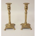 Pair 19th century brass candle sticks.