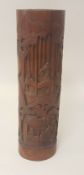 Carved bamboo Chinese brush pot