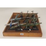 Ten diecast scale models war time aeroplanes on stands (10)