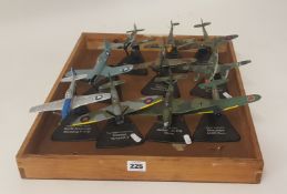 Ten diecast scale models war time aeroplanes on stands (10)