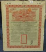 Interesting collection of Antique Bonds including Chinese government 1898 and New Motor Cab