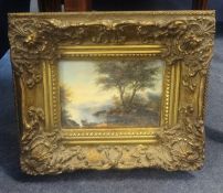 Two reproduction ornately framed traditional pictures