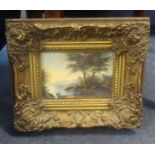 Two reproduction ornately framed traditional pictures