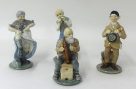 Irish wade porcelain figure of Widda Cafferty, height 17cm, Little Crooked Paddy and two others (4)
