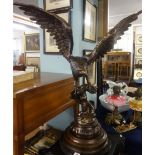 Large bronze eagle on stand, approx 85cm