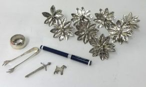 Collection of silver objects etc also a Watermans fountain pen