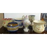 A collection of chinaware's including Doulton Slaters jardinière, a Crown Devon jardinière, Art
