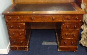 Victorian oak pedestal desk, width 120cm