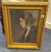 A 19th century portrait of a lady, oil on canvas, 39cm x 27cm