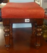 A Victorian carved wood an upholstered foot stool an another (2)