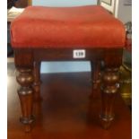 A Victorian carved wood an upholstered foot stool an another (2)