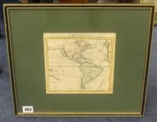 Herman Moll, an 18th century Map 'America' 19cm x 20cm.