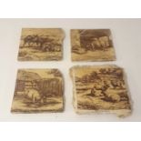 Collection of eight Minton's fire place tiles (farm yard animals)