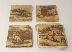 Collection of eight Minton's fire place tiles (farm yard animals)